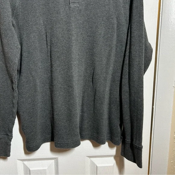 J.Crew XL Gray Waffle Knit Henley Long Sleeve Shirt Thermal Casual Top - Picture 5 of 10